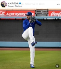 ドジャース・スネルの美人妻、超ミニショーパンで異次元の美しさ　夫婦ラブラブ2ショットがステキ