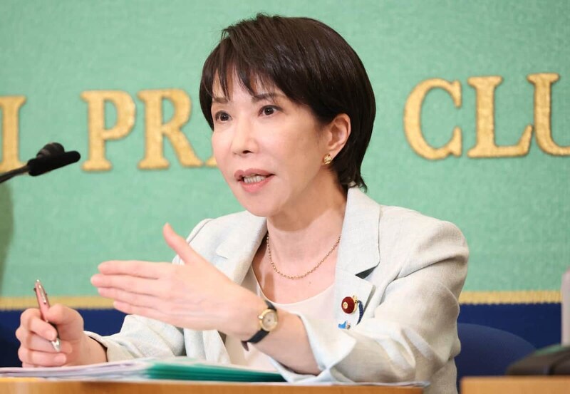 自民党総裁選、日本記者クラブ主催の公開討論会に参加した高市早苗氏（写真：つのだよしお/アフロ）