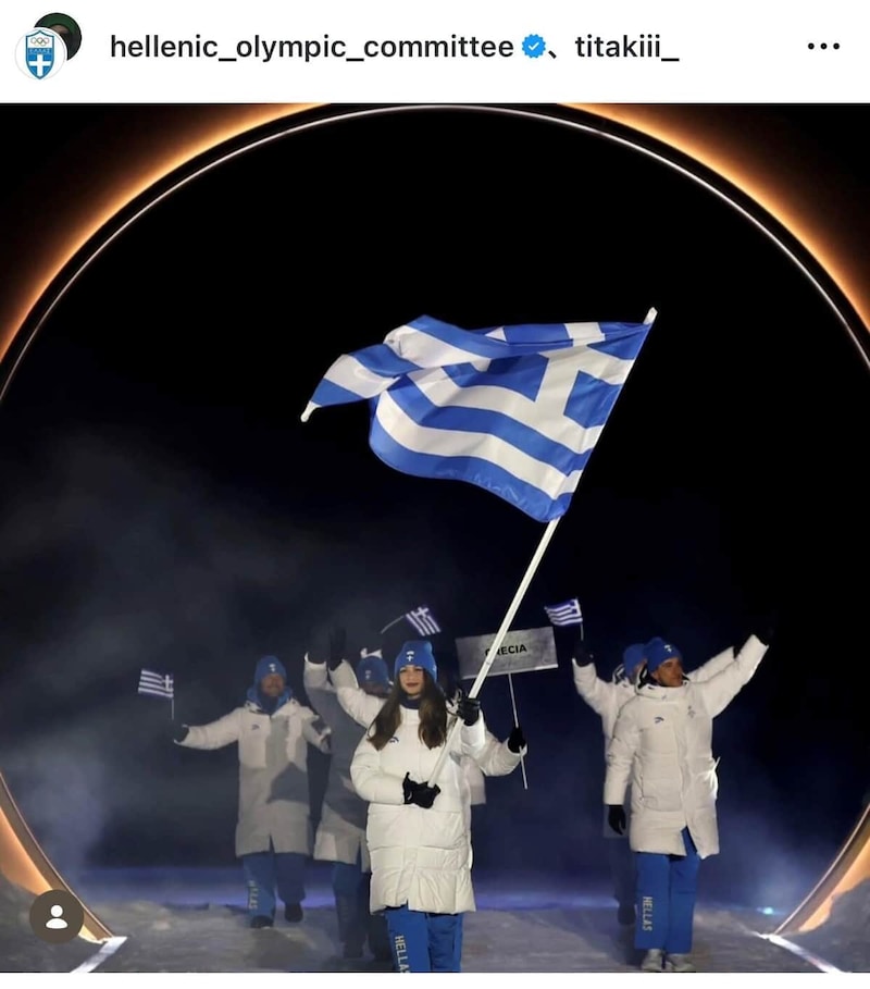 旗手を務めたティタ選手（ギリシャ五輪委員会インスタグラムより）