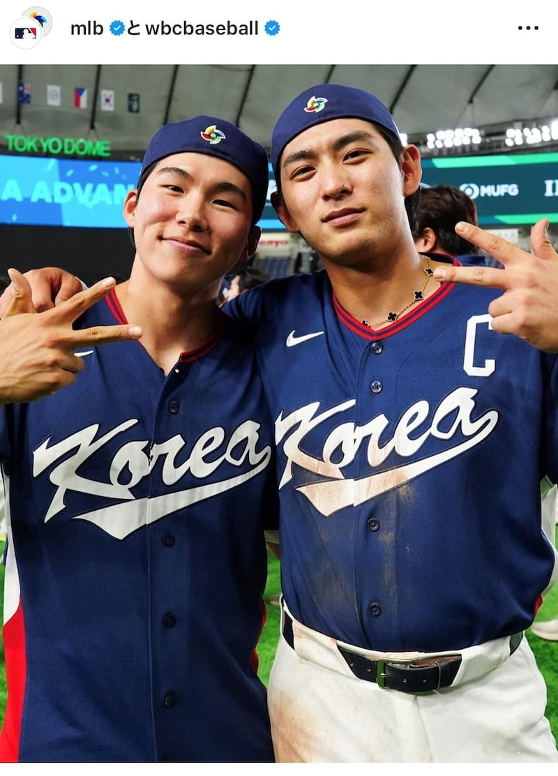 韓国代表のキム選手とイ選手(WBCインスタグラムより)