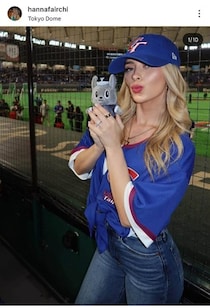 WBC台湾代表・フェアチャイルドの美人妻、ミニスカ×黒スト＆ノースリニット姿の美貌　日本観光を満喫