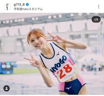 美女陸上ハードル中島ひとみ、派手めファッションも「激カワ」悶絶　金髪ボブでピース...「ギャルやん」