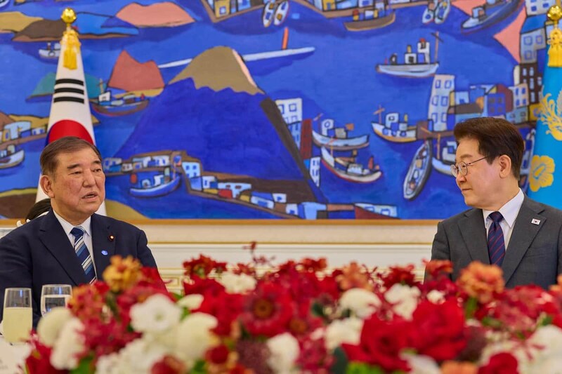 石破茂前首相は、李在明大統領との会談にも臨んだ（李在明大統領のXから）