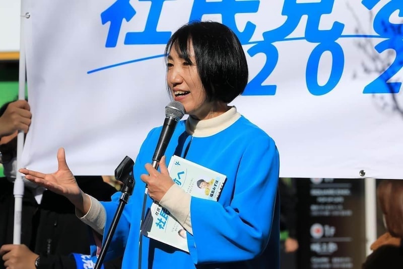 社民党の大椿裕子氏。党首選に出馬していた