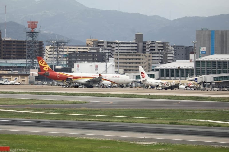 福岡空港の国際線ターミナル。国内線から離れた場所にある
