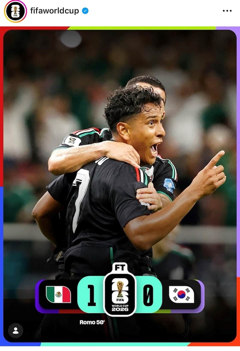 韓国を下したメキシコ(FIFAインスタグラムより)