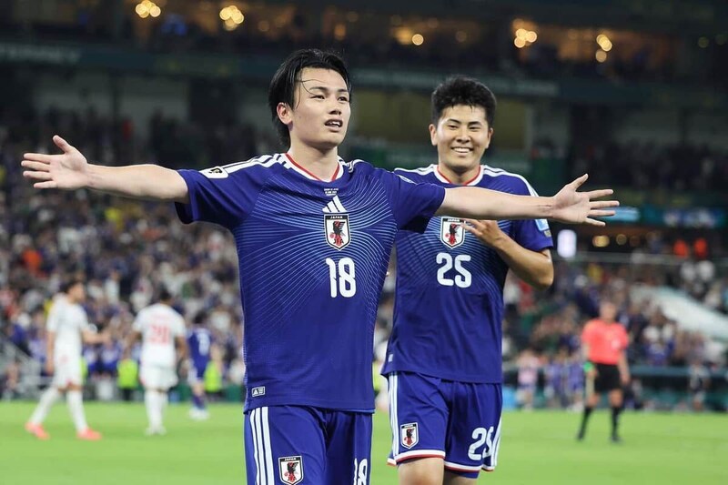 日本対チュニジア戦、2ゴールの上田綺世(写真:AP/アフロ)