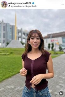 元NHK中川安奈アナ、サッカー日本代表カラーのノースリワンピで色気ダダ漏れ　「マンマ・ミーア」「超かわいい」