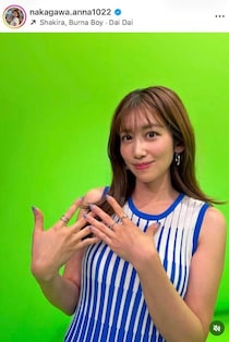 元NHK中川安奈アナ、ドット柄ショーパン×白の日本代表ユニ姿　W杯の現地観戦「弾丸ヒューストン旅」振り返る