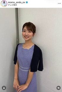 テレ朝「報ステ」安藤萌々アナ、黒スカートなびかせ...ゴルフコンペ楽しむ　ナイスショットに笑顔でピース