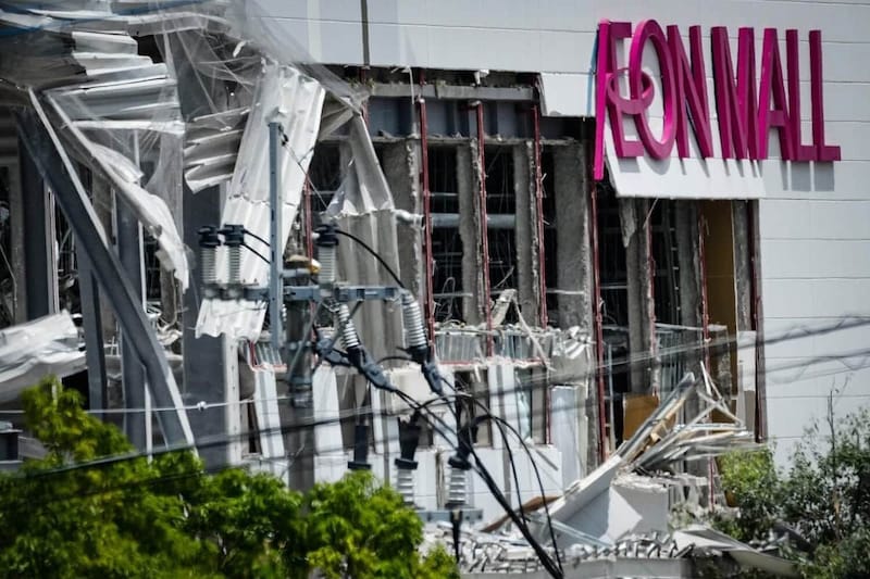 爆発事故が起きたイオンモール熊本（写真：新華社/アフロ）