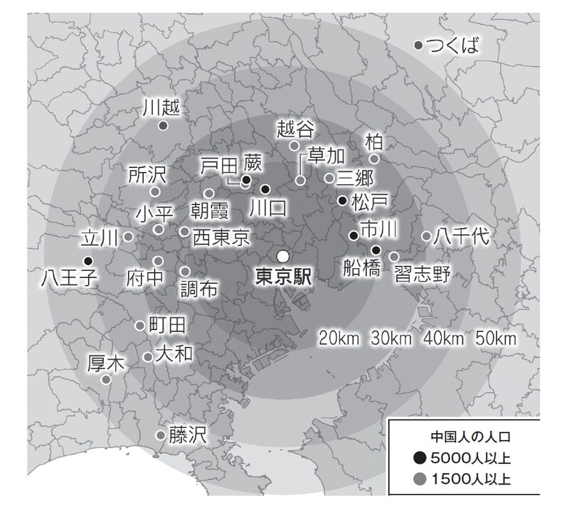出所：出入国在留管理庁の公表資料を基に日経が作成。2024年6月時点。東京23区と政令指定都市は除く