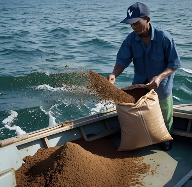 「施肥」の様子（東洋ナッツ食品のプレスリリースより）
