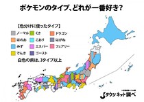 あなたの地元は何タイプ？　47都道府県別「好きなポケモンのタイプ」MAPがこちら