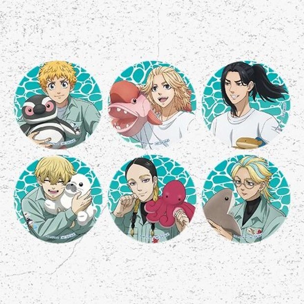 缶バッジは全6種類(画像はプレスリリースより、(C)和久井健・講談社/アニメ「東京リベンジャーズ」製作委員会、(C)株式会社TERRA NOVA)