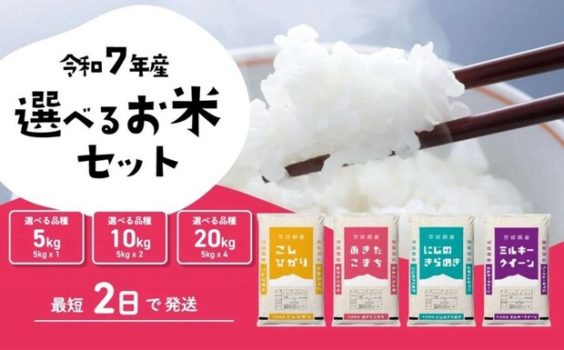 茨城県 八千代町「令和7年産 精米 品種 選べる お米」9000円（ふるさとチョイスより）