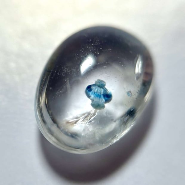 透明な丸みを帯びた水晶「ギラライトインクォーツ」(画像提供:ろこ(@roko_o64)さん)