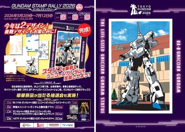 ガンダムスタンプラリー2026ポスターと重ね捺しスタンプ画像