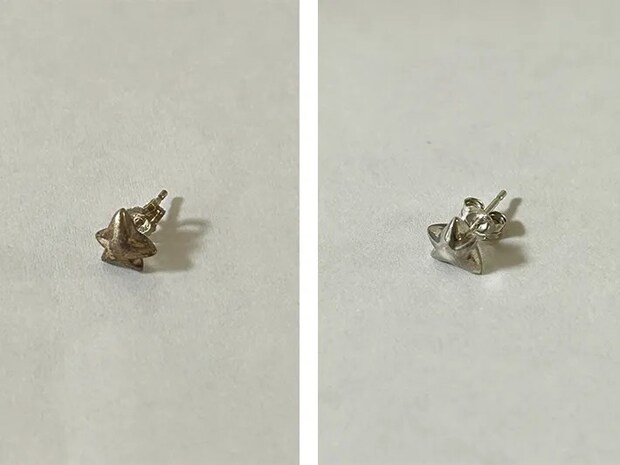 シルバーピアスの写真（撮影：grape編集部）