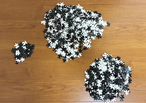ダイソーの黒いパズル（撮影:grape編集部）