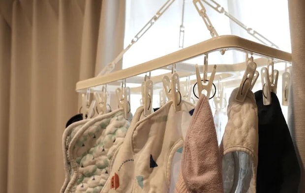 部屋干ししている様子