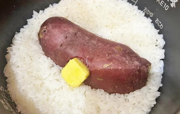 『さつまいもごはん』を作る写真（撮影：エニママ）