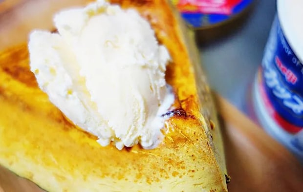 『焼いてのせるだけかぼちゃアイス』の完成写真（撮影：エニママ）