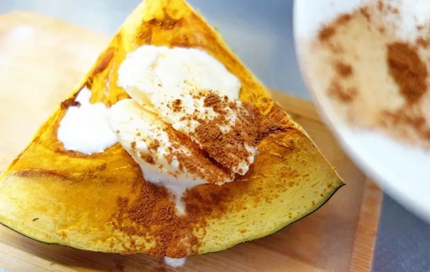 『焼いてのせるだけかぼちゃアイス』の完成写真（撮影：エニママ）