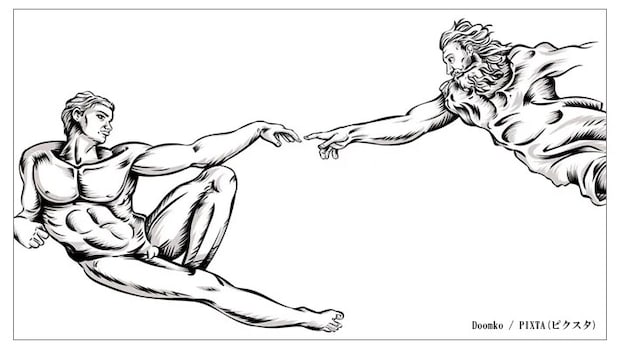 ミケランジェロの名画を参考にしたイラスト