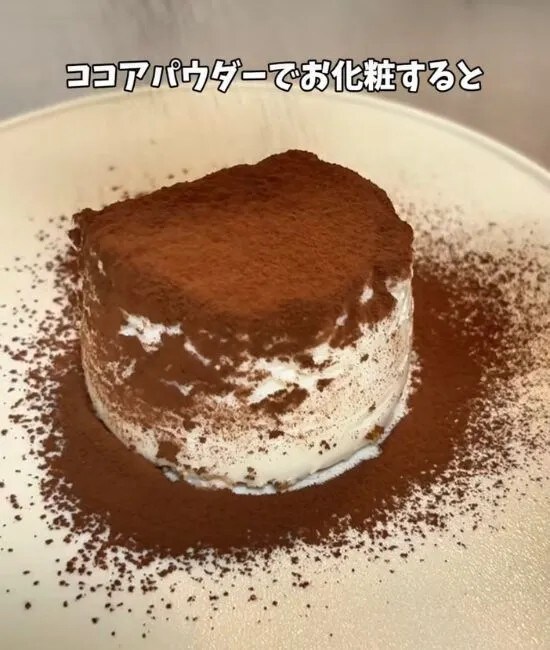 ココアパウダーをかけたチーズケーキ