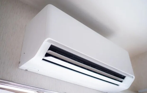 設置されたエアコン