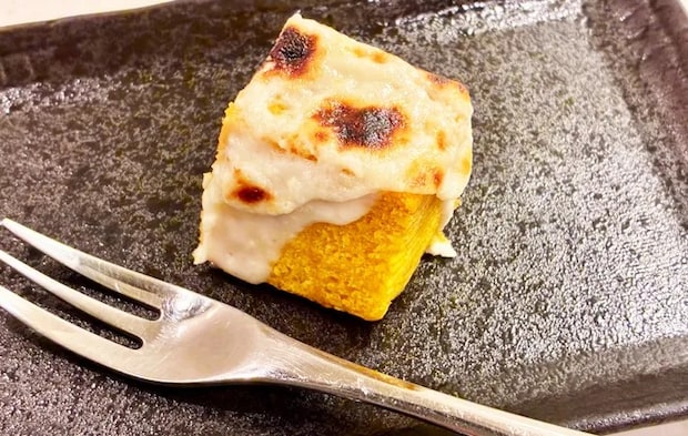 『かぼちゃのバウムクリームチーズトースト』の完成写真（撮影：エニママ）