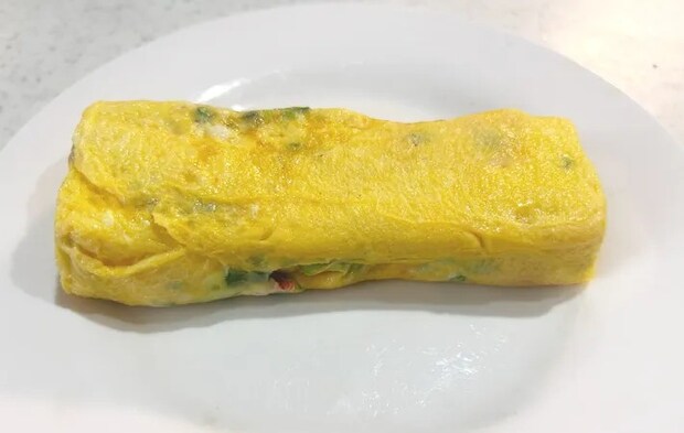 『桜エビとネギの玉子焼き』の完成写真（撮影：エニママ）