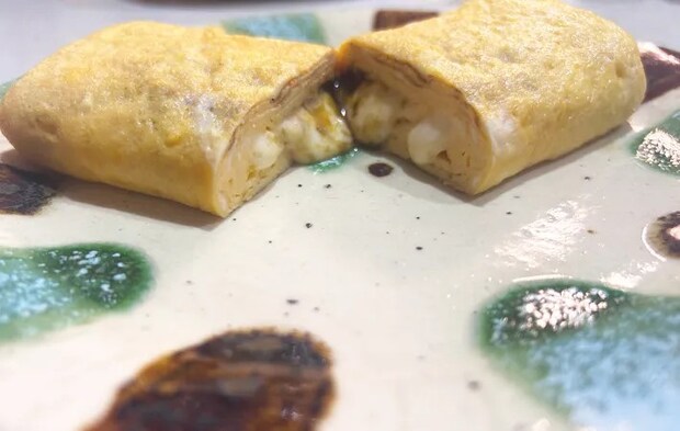 『海苔の佃煮とチーズの玉子焼き』の完成写真（撮影：エニママ）