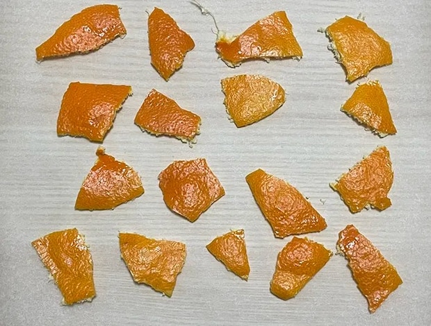 ミカンの皮を並べる写真（撮影：grape編集部）