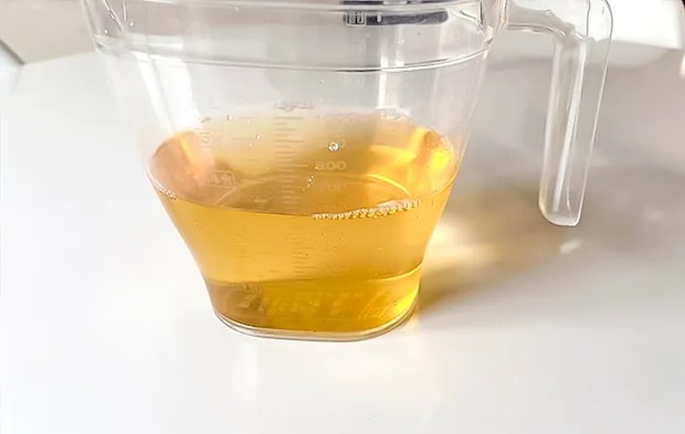 シイタケの戻し汁と水を合わせた写真（撮影：エニママ）