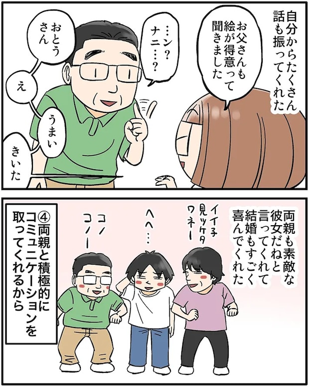 耳の不自由な両親と妻のやり取りを描いた漫画の写真