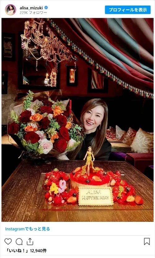 観月ありささんの誕生会写真（alisa_mizukiのスクリーンショット）