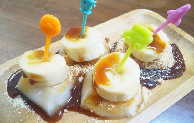 『ひとくちバナナきなこもち』の完成写真（撮影：エニママ）