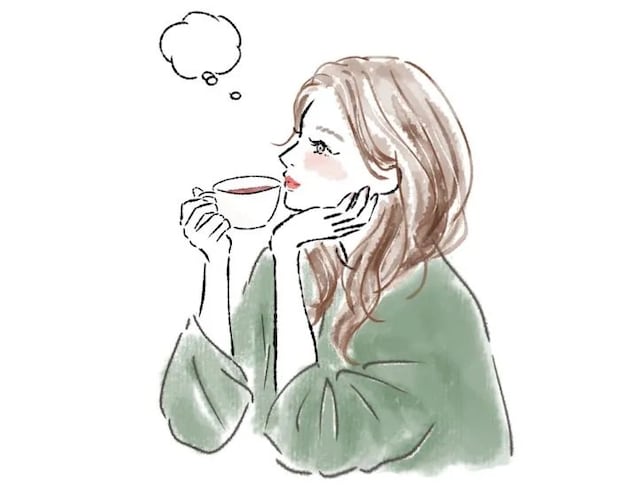 コーヒーを飲む女性のイラスト