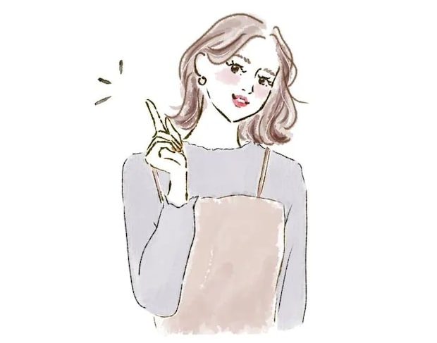 人差し指を立てる女性のイラスト