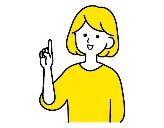 人差し指を立てる女性のイラスト