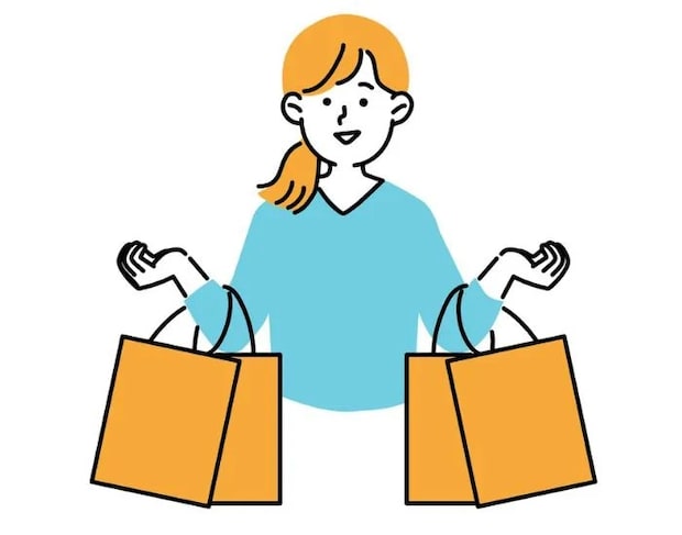 買い物中の女性のイラスト