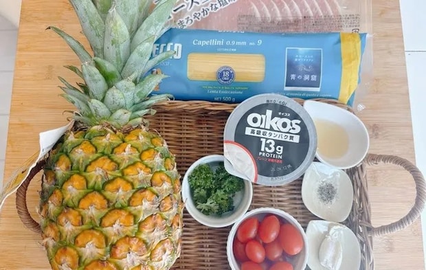 『パイナップルの冷製パスタ』の材料写真