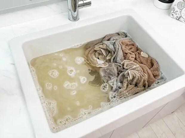 洗ったバスタオルの写真