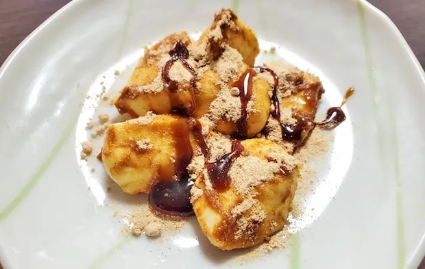 『モッツァレラのきな粉もち風』の完成写真（撮影：エニママ）