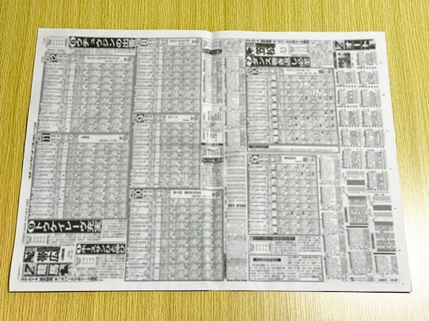 新聞紙を折り目に沿って半分に畳んだ画像（撮影：grapeライフハック編集部）