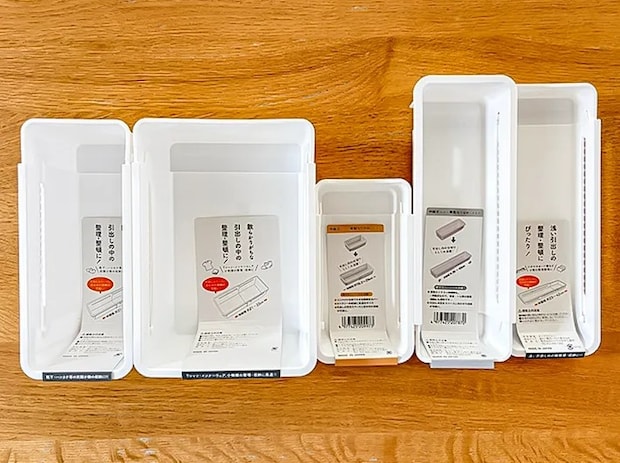 『伸縮収納トレー』シリーズ5種類の写真（撮影：Classy Life）