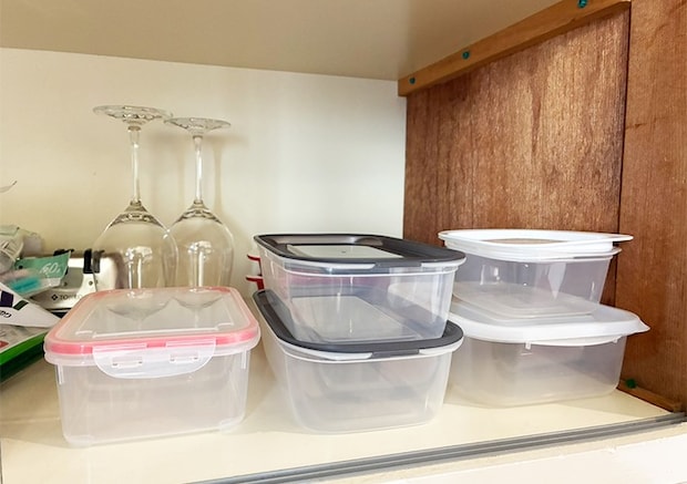 タッパー収納の写真（撮影：grapeライフハック編集部）