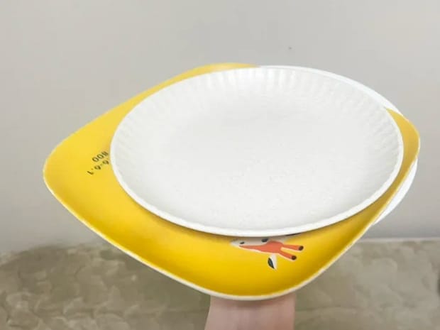 回りながらも安定している皿の写真（撮影：grapeライフハック編集部）